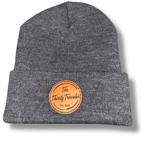 The Thirsty Traveler Mens Beanie Skull Cap Hat YP Classics Cuff OS Gray Est 2023 - Picture 2 of 9